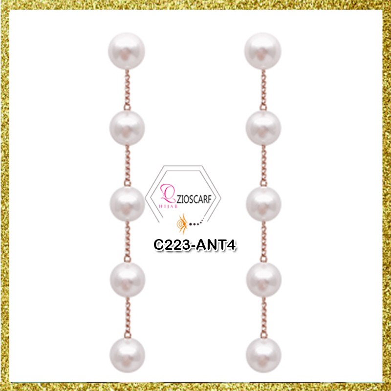 Anting wanita Korea Titanium Long Pearl  Anti Karat / Anting Tusuk  Wanita Gantung Small Pearl ant4