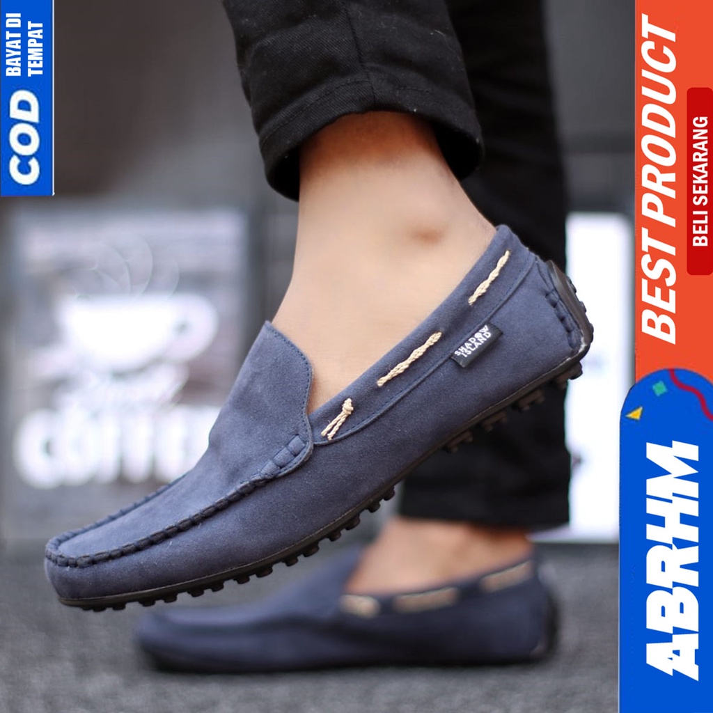 Sepatu Slip On Santai Casual Slop Kerja Hitam Pria Abrhm Hunigo