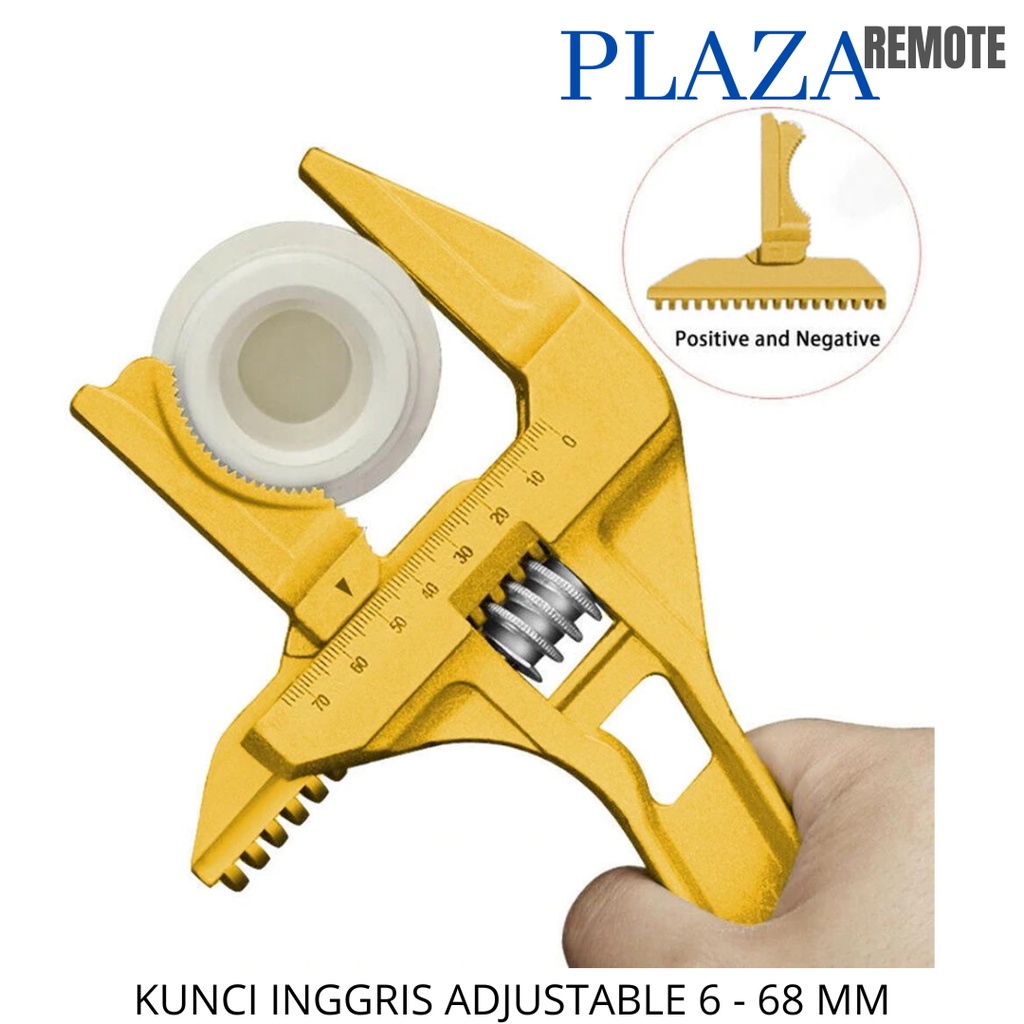 KUNCI INGGRIS PIPA KERAN ADJUSTABLE 6 - 68 MM ARC JAW BULAT CHROME SANITARY ADJUSTABLE WRENCH