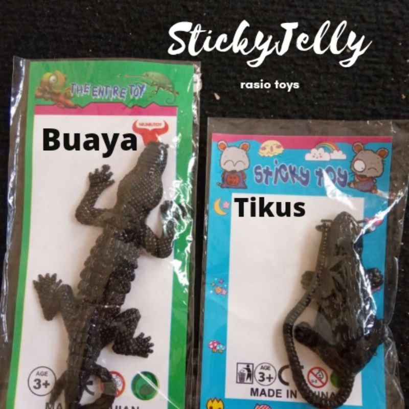 Mainan Sticky Jelly Buaya Hitam- Sticky Jelly Tikus Hitam Murah