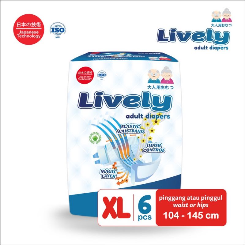 LIVELY Premium Popok Dewasa perekat / Diapers dewasa M8 L7 XL6 - Pempers dewasa