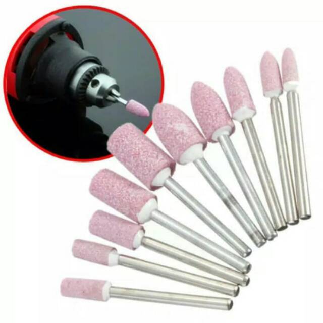 Mata Bor Gerinda Batu Amplas Gerinda Tuner Mini Drill Set 10pcs