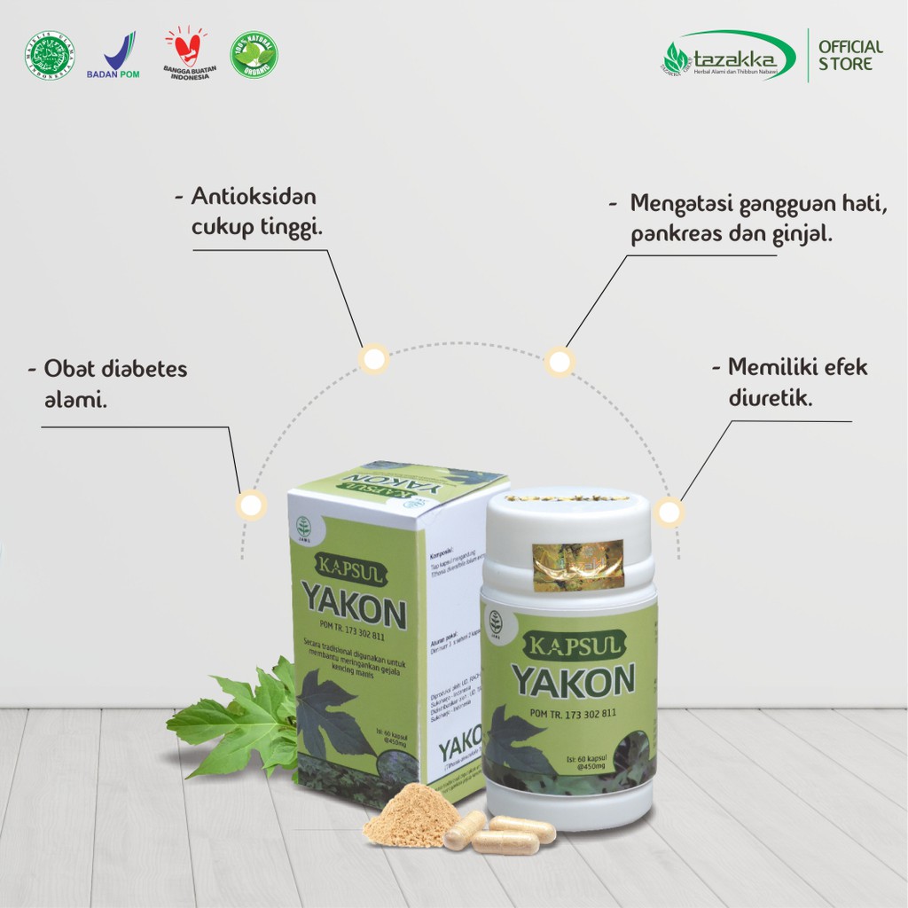 Obat herbal ampuh mengobati diabetes kencing manis dengan kapsul yakon daun insulin original tazakka