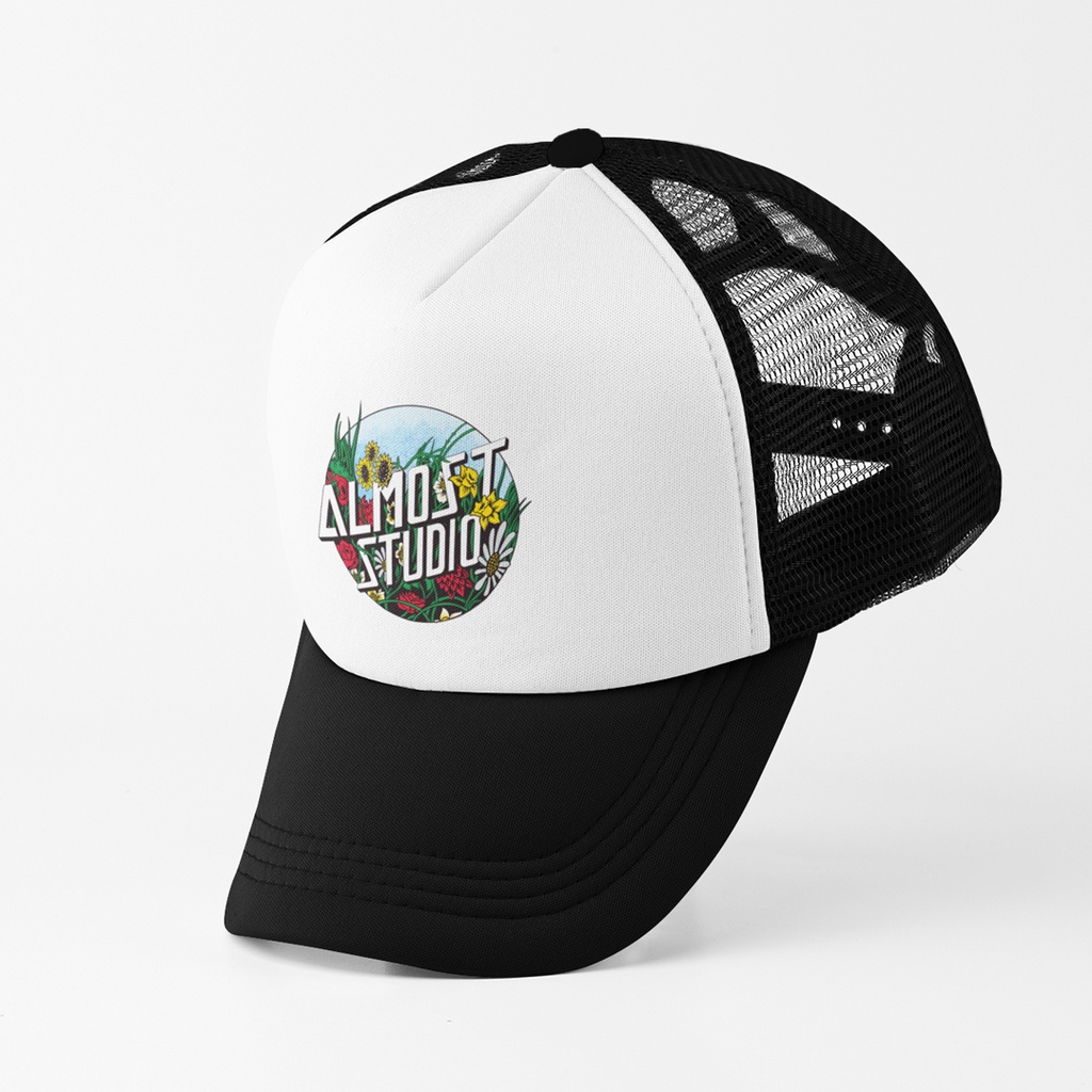 Almost Studio - Topi Trucker - Blossom - Black White