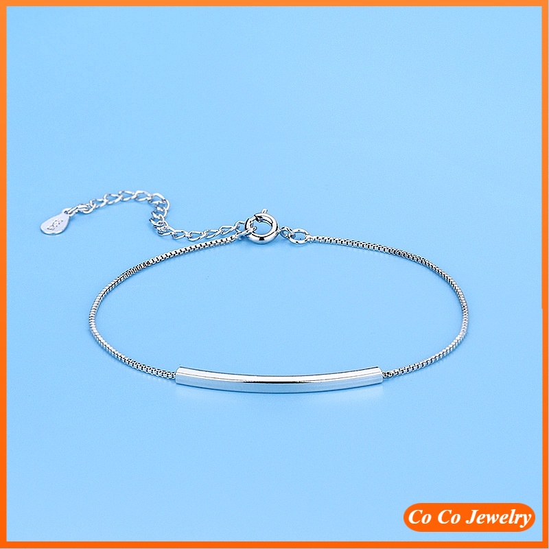 Gelang Perak Persegi Panjang Charm Silver Bracelet Fashion Simple Adjustable Party Bracelets for Women Jewelry Accessories