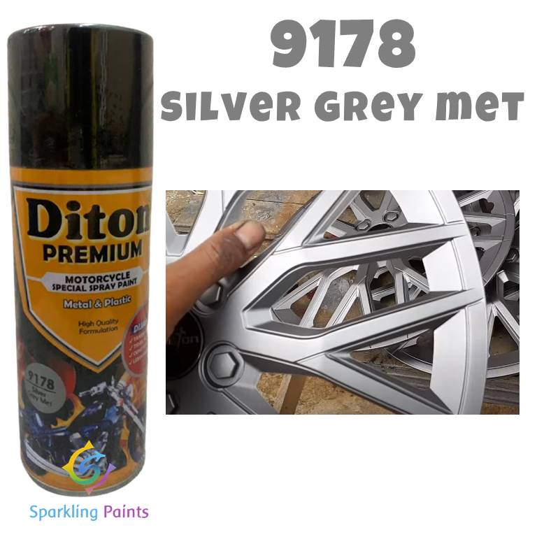 Pilox Diton Premium Silver Grey Met 9178 400ml Abu Metalik Abu-abu Metallic Cat Pilok Tahan Bensin