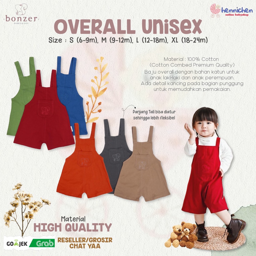 PROMO 7.7 PROMO BAJU LEBARAN MURAH BONZER OVERALL UNISEX Jumper bayi, jumpsuit bayi romper bayi baju kodok