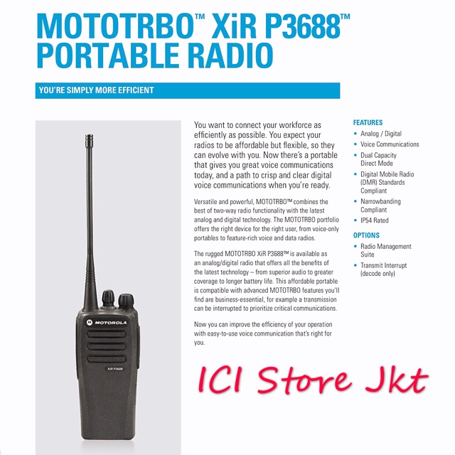 Radio HT Motorola XIR P3688 Analog / Digital (Original / Garansi Resmi )