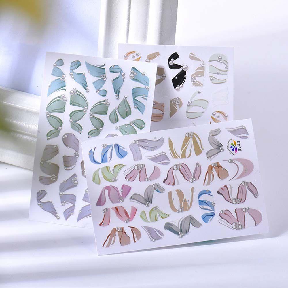 AUGUSTINA Agustin 3D Balletcore Nail Art Sticker Decal Fashion Indah DIY Nail Art Dekorasi