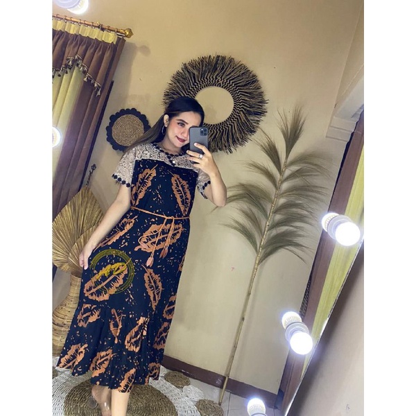 Daster arab Dress Kimono Mix Brukat Motif Daun Pisang mat Rayon super halus tidak nerawang LD 110 PB 135 Rempel Bawah Muter Muat BB 75 Kg