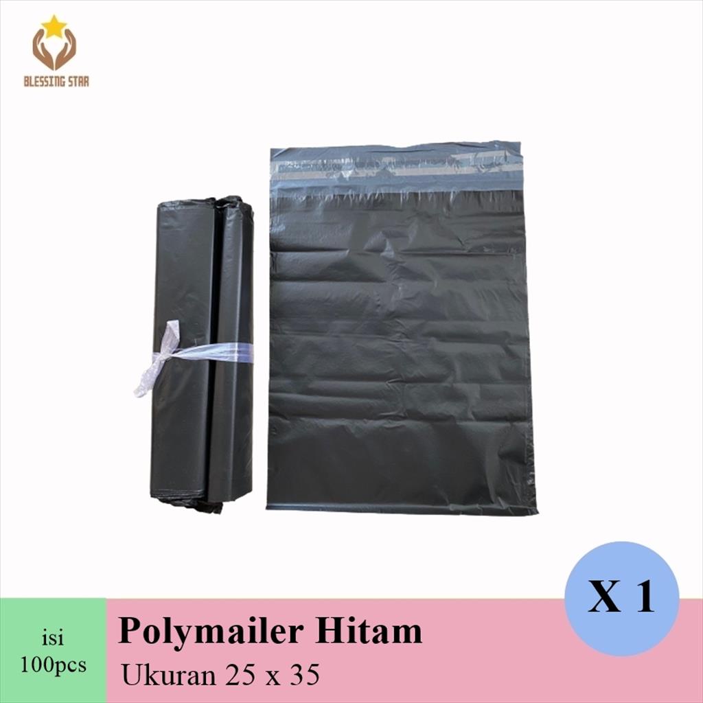 Plastik Polymailer 25x35 Hitam Bungkus Packing