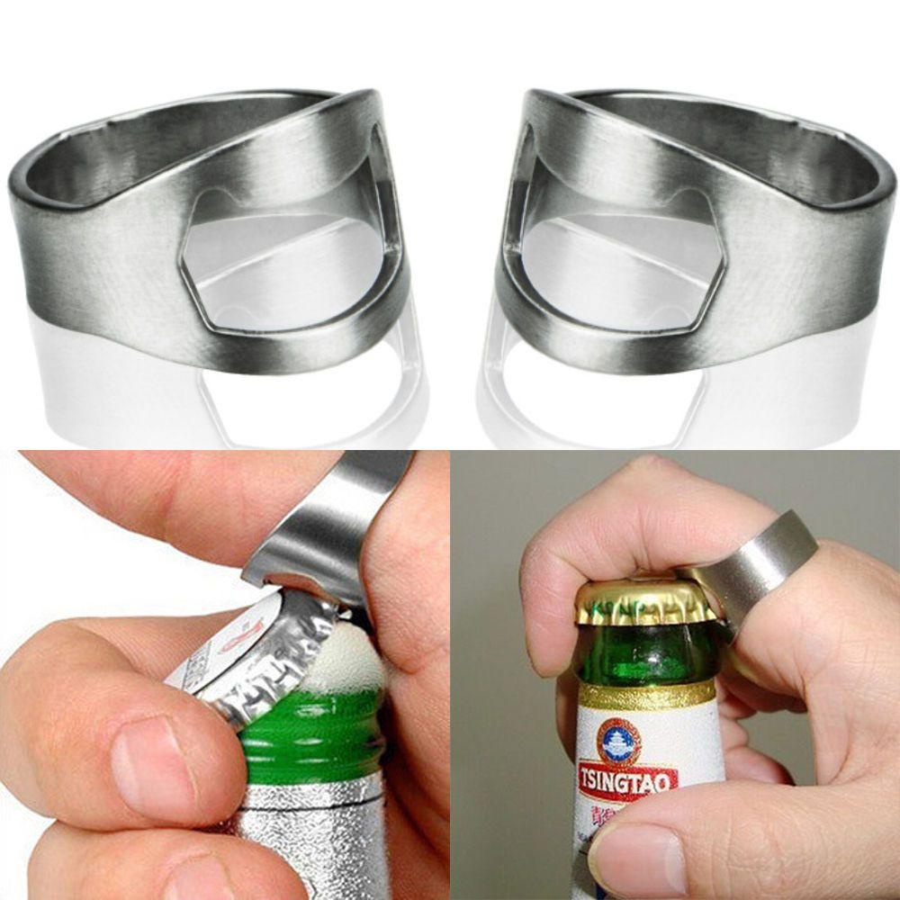 1 / 3pcs Alat Pembuka Botol Bir Desain Cincin Jari Unik Untuk Dapur Rumah