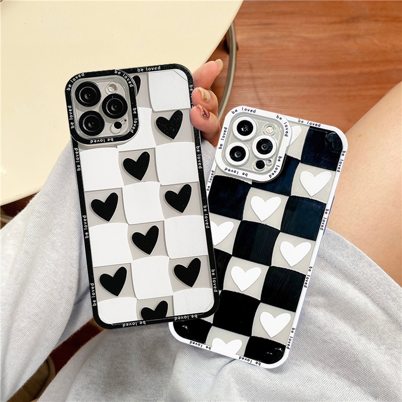 Soft Case Tpu Motif Kotak-Kotak Untuk Iphone 6 6S 8 7 Plus 13 11 12 Pro Max Xr X Xs Max Se