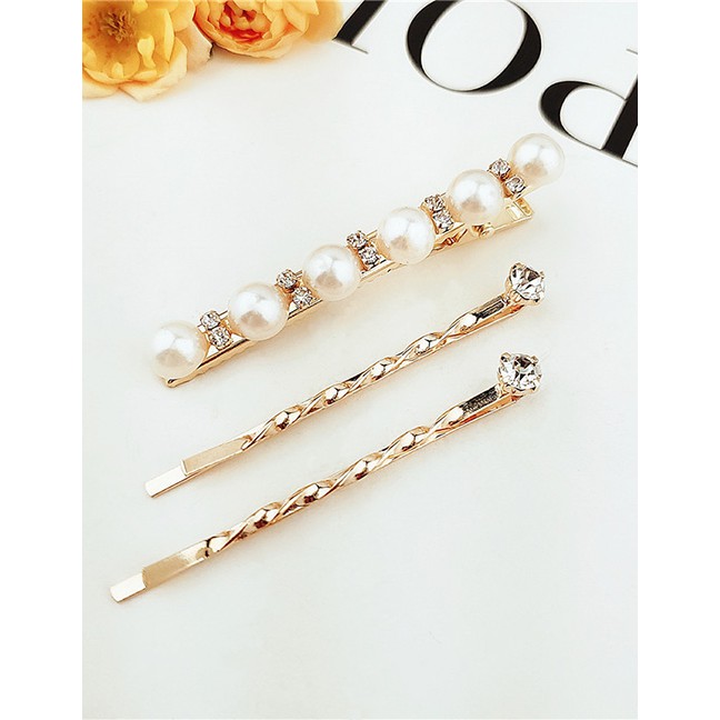 LRC Jepit Rambut Fashion Set Pearl-studded Alloy Hair Clip F57407