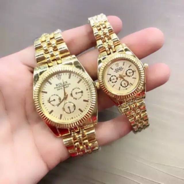 Original Jam Tangan Pria/Wanita/Couple Rolex Crono Off Case Gold Premium Kekinian