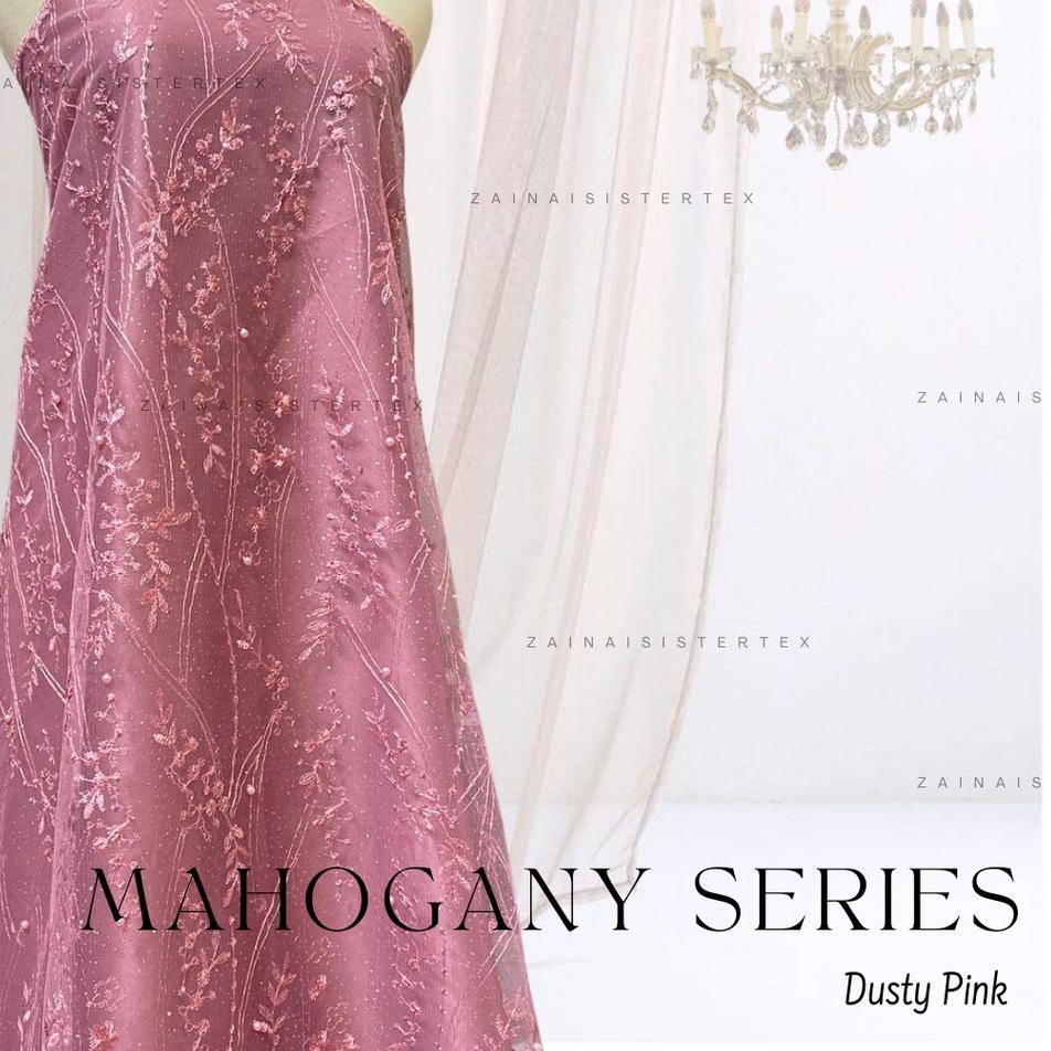✶ Bahan Kain Kebaya Brokat Brukat Tile Mutiara Mahogany Warna Hijau Sage Green ✷