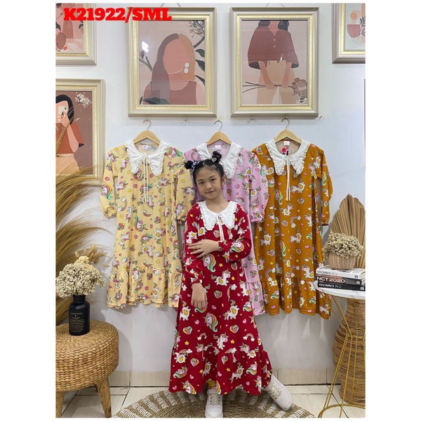 grosir gamis kerah putih unicorn 6X35000