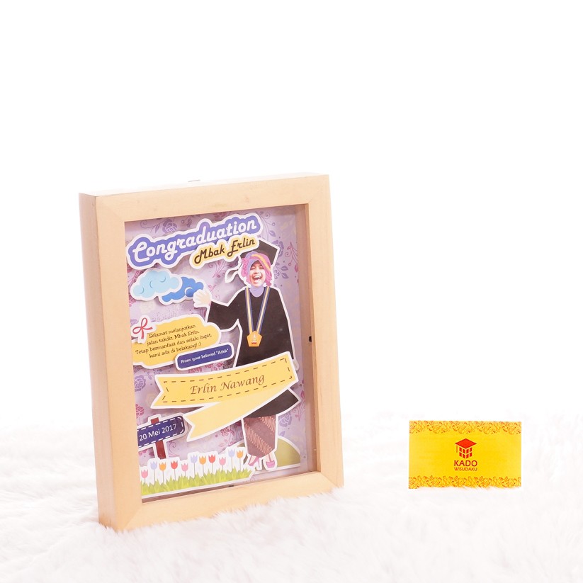 Kado Unik Wisuda  Scrap Kayu  Frame 3D Foto Couple Profesi 