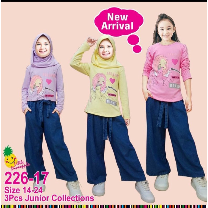 SET KULOT JEANS  LITTLE PINEAPPLE 226-17 SZ 8-14 TAHUN