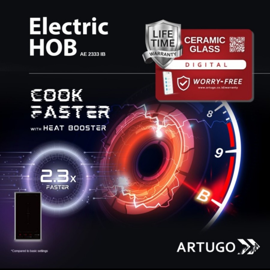 Artugo Built In Electric Induction Hob AE 2333 IB Glass Ceramic