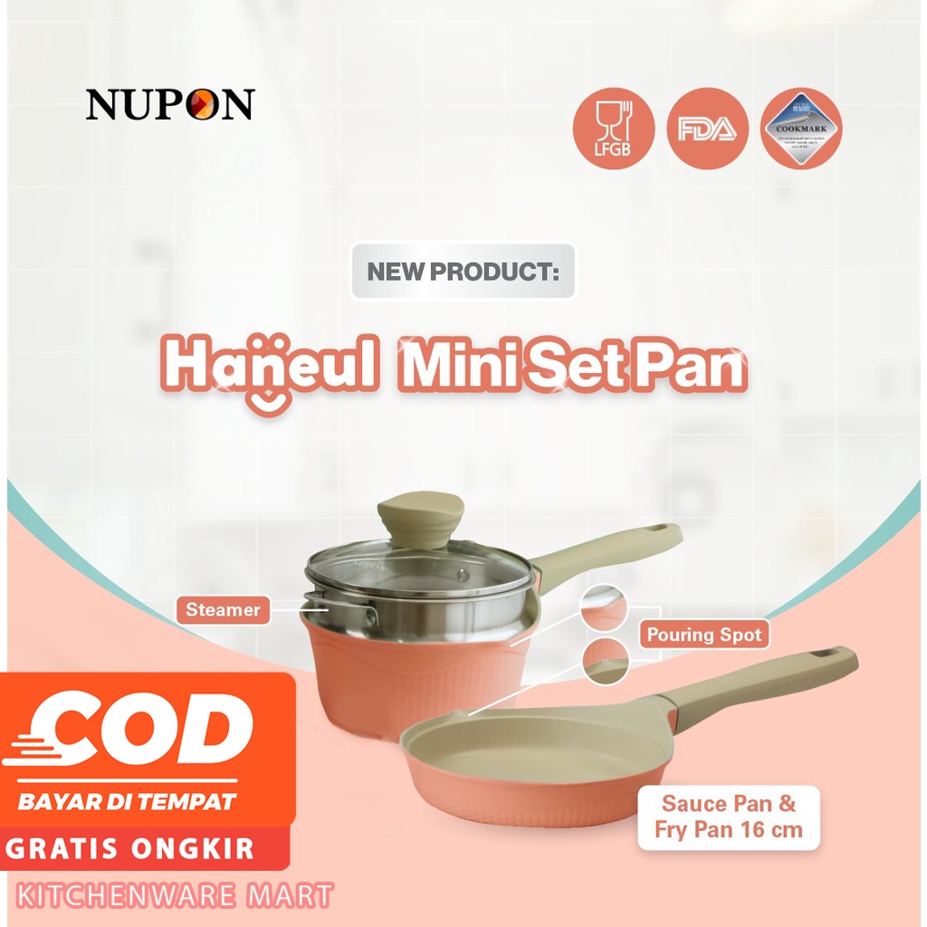 NUPON Haneul Mini Set Pan Baby Cookware 16cm include Stainless Steel Steamer- Panci Bayi Nupon Haneul Series