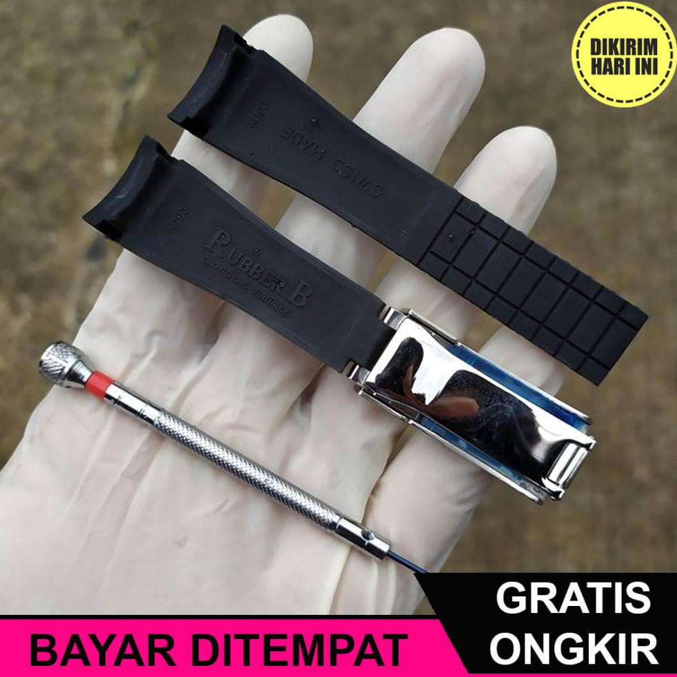 (BAYAR DITEMPAT) OE5430 STRAP TALI JAM TANGAN ROLEX DAYTONA 20MM BLACK LIST GREEN PREMIUM SUPER