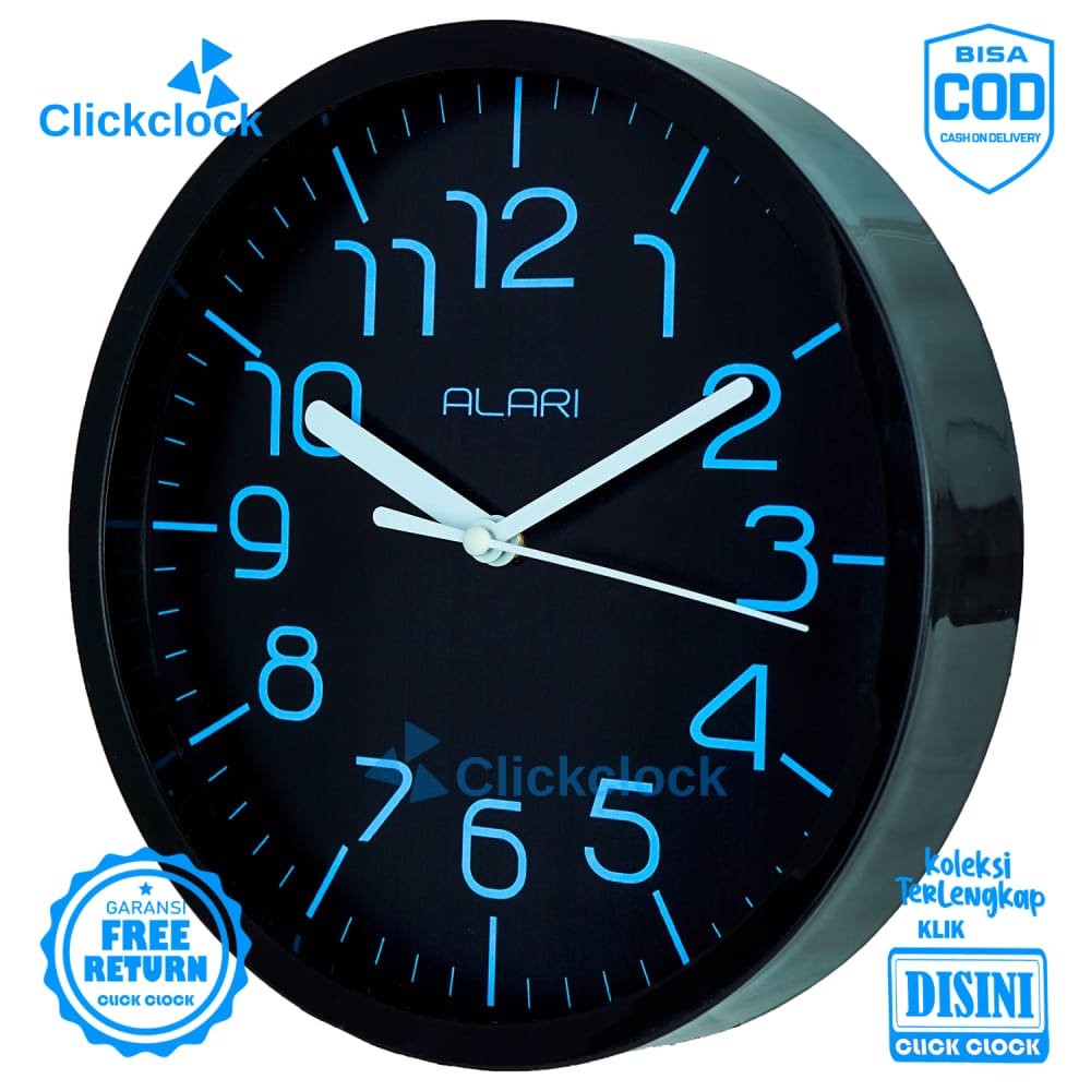 Jam Dinding Quartz Minimalis Blue Alari AL1199 Besar Hiasan Dinding Murah