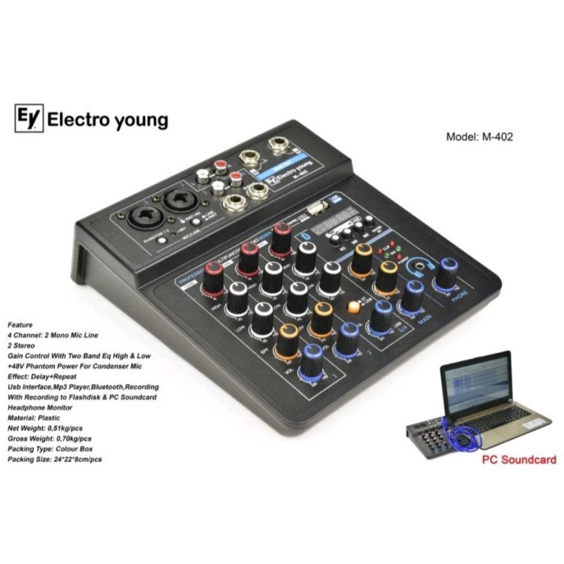 mixer electro young - bluetooth - usb soundcard