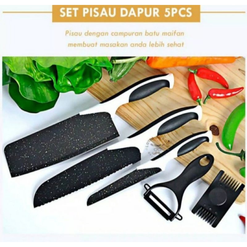 pisau dapur 5 pcs batu maifan