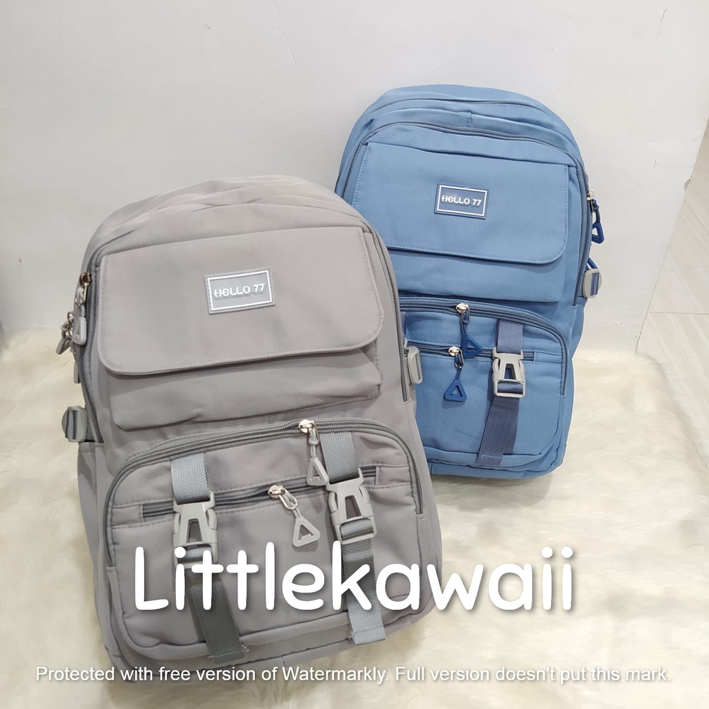 LK/ Tas Ransel Laptop Backpack Parasut Sekolah Fashion Casual Anak Remaja Hello77 Gesper Import