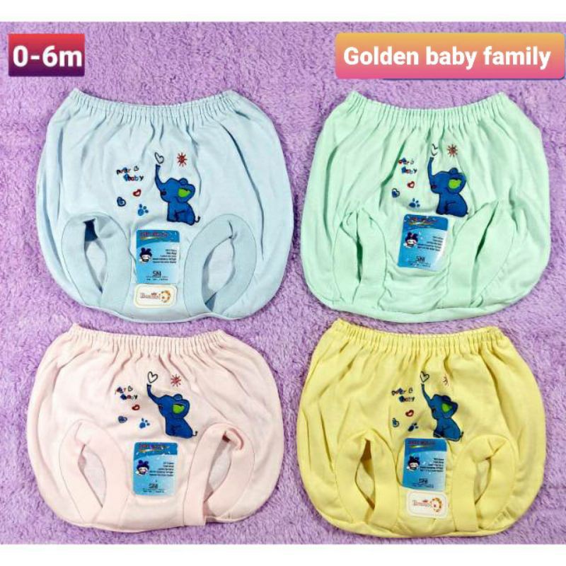 6 Pcs Celana Pop Baby Mocha Sablon Warna  tebal 0-6bulan