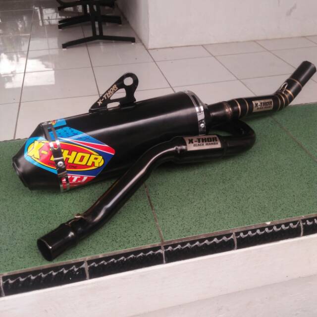 KNALPOT MOTOR RACING CRF KLX DTRCKER WR155  X-THOR BLACK MAMBA COUTING FULL SYSTEM