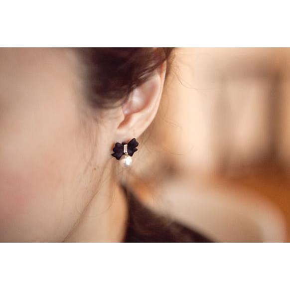 Anting bentuk ribbon pearl pita manik fashion wanita model korea terbaru imut lucu cantik