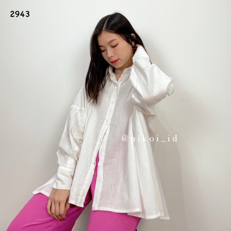 Kemeja Putih Korea Oversize / Kemeja Hitam Polos Wanita / Kemeja Lengan Panjang Oversize Shirt /2943