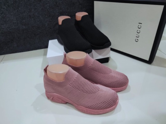 SEPATU SNEAKERS ORIGINAL IMPORT BAHAN FLYKIT/ SOCK SHOES PINK HITAM MODEL 637