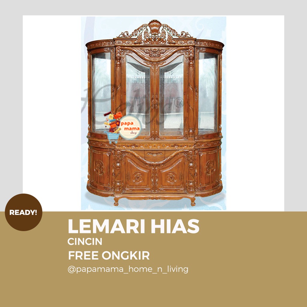 Lemari Hias Jepara 4 Pintu MUrah - Lemari Hias kaca Unik Tipe Cin Cin - Medan