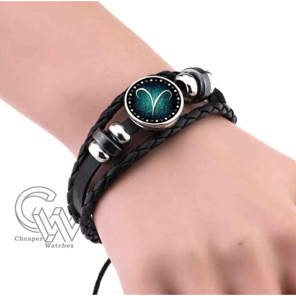 Cheaper-Gelang Zodiak Glow In The Dark Gelang Kulit Tangan Couple Unisex Cowok Cewek Fashion Korea Termurah