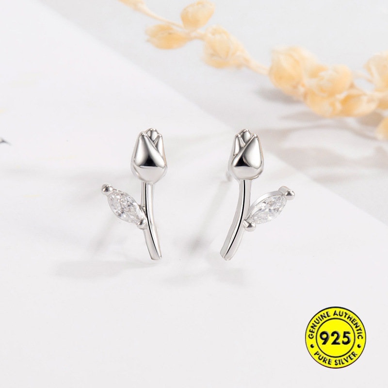 Anting Tusuk Sterling Silver 925 Model Bunga Mawar Untuk Wanita U1033