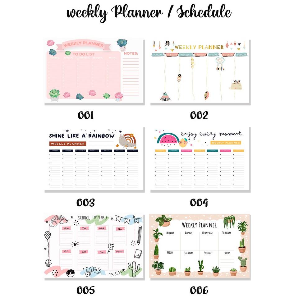 

[KODE PRODUK PZESD6939] Kamilastorindo Weekly Planner / Weekly Schedule / Papan Perencanaan/ Planner Board 001-006