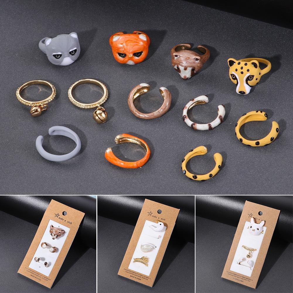 Lily Animal Set Cincin Wanita Pria New Creative Fashion Cute Cat