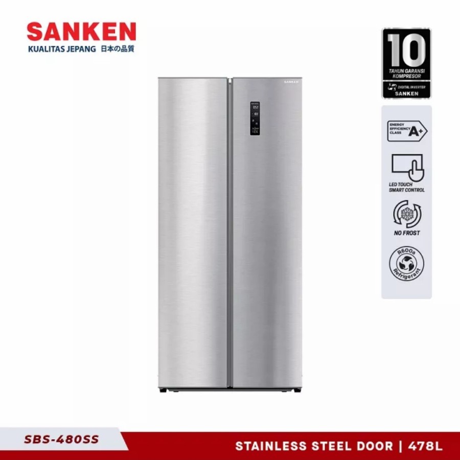 Sanken Kulkas Side By Side SBS-480SS Garansi Resmi . kulkas 2 pintu