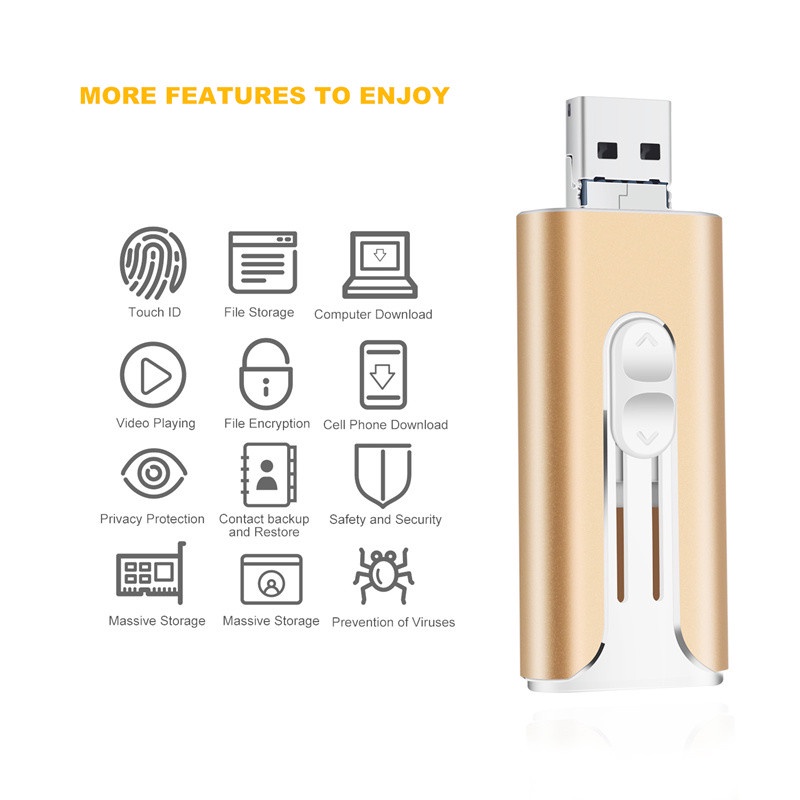 3 in 1 USB Flash Drive 512GB Portable Bahan Metal Untuk Handphone / PC