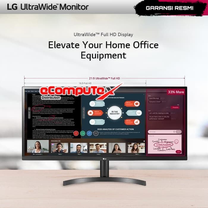 MONITOR ULTRAWIDE LED 34WL500-B / 34WL500 FULL HD IPS 21:9 34' INCH - GARANSI RESMI