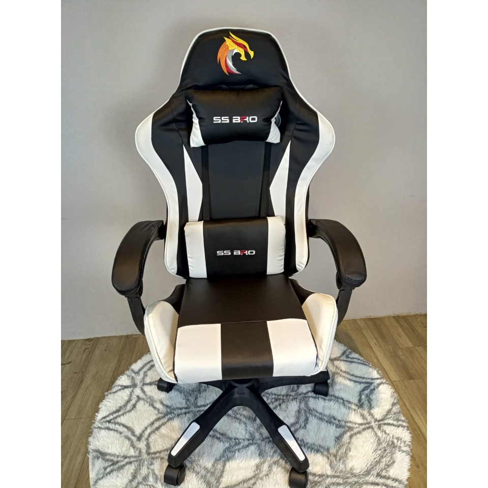 Bangku Gaming Kursi Gaming Chaho Chair Kursi Kerja Hidrolik Horizontal Footrest Kursi Balap-343 Putih NoFootrest
