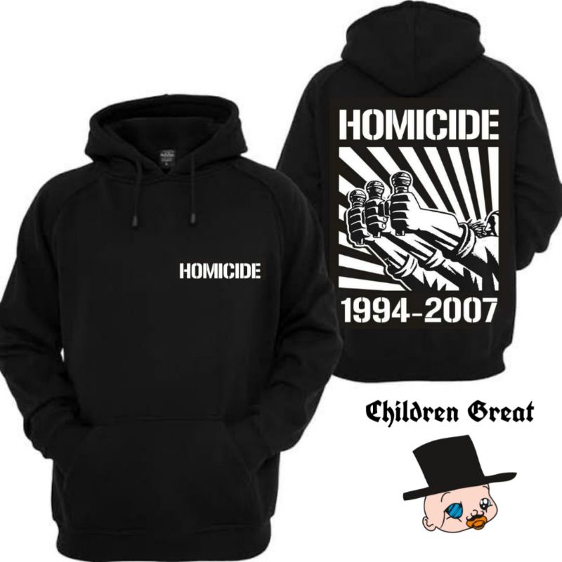 Jaket Hoodie HOMICIDE zipper song logic dewasa tee jacket hitam polos sweater sweatShirt katun crewn