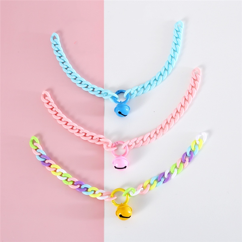 Kalung Rantai Leher Bahan Resin Warna Permen Polos Untuk Anjing / Kucing Peliharaan