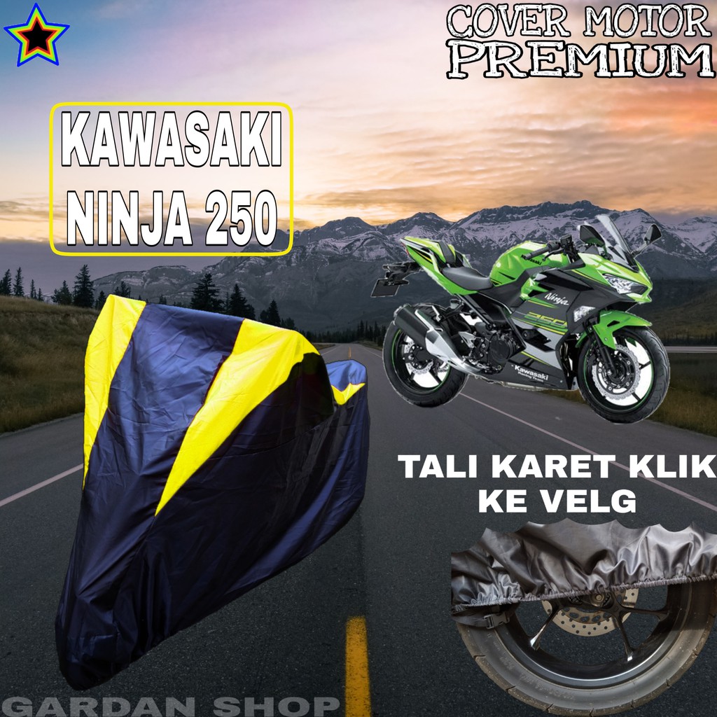 Sarung Motor KAWASAKI NINJA 250 Hitam Kuning Body Cover Penutup Pelindung Motor Kawasaki PREMIUM