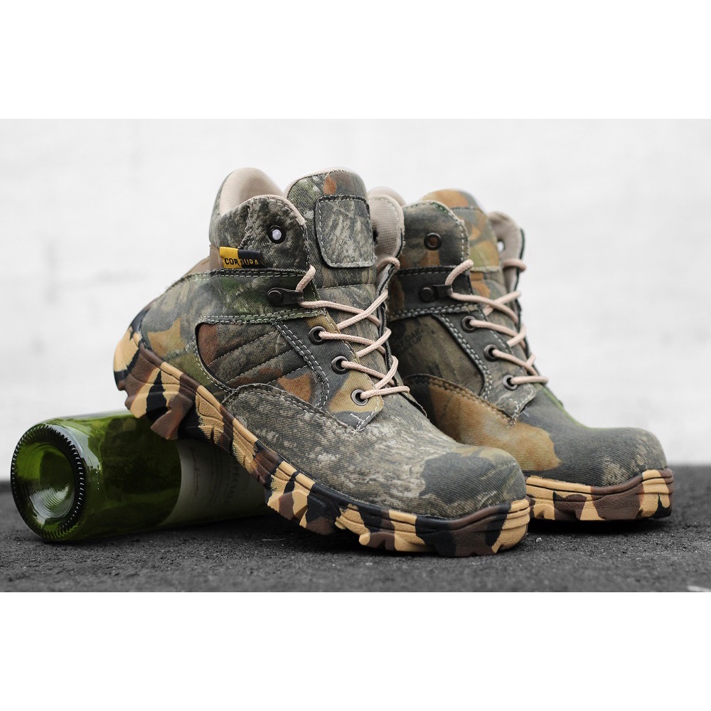 [ COD ] sepatu camo ninja safety sepatu ninja resleting samping safety ujung besi sepatu black force