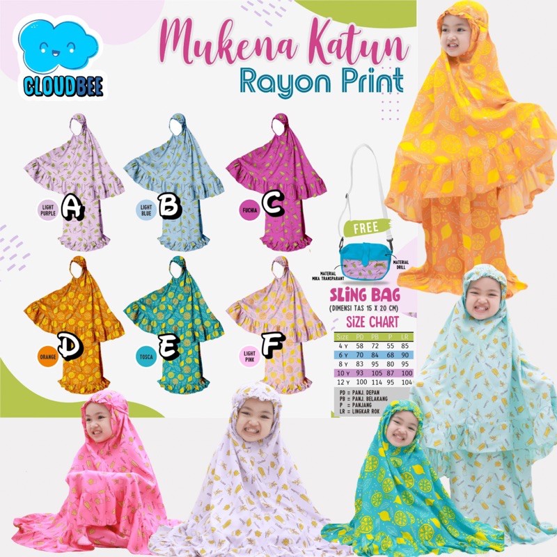 Mukena Anak Rayon Fullprint Cloudbee