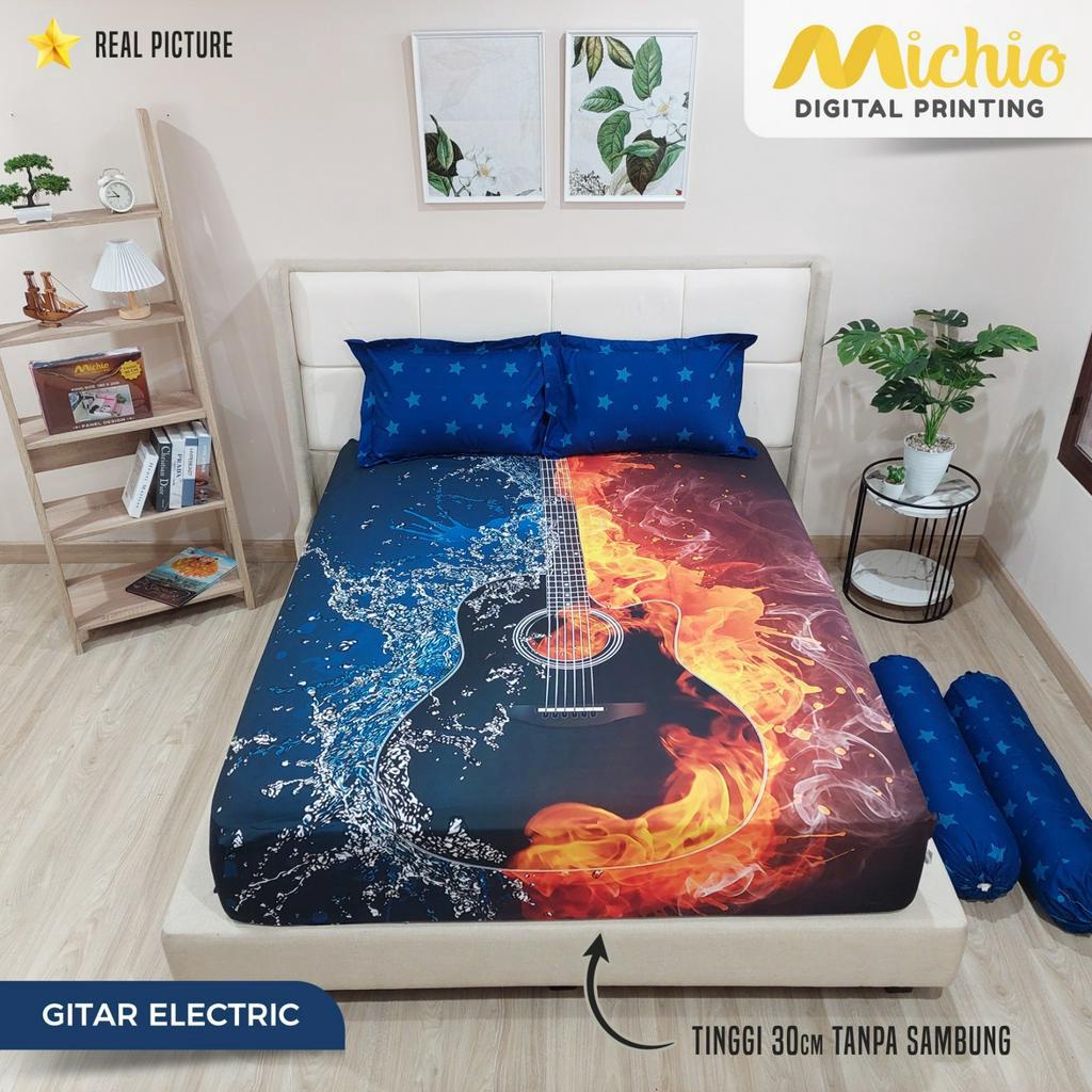 Sprei Michio Digital Print Ukuran 180x200 Tinggi 30cm Aneka Motif Karakter Seprai King Bed Harga Murah